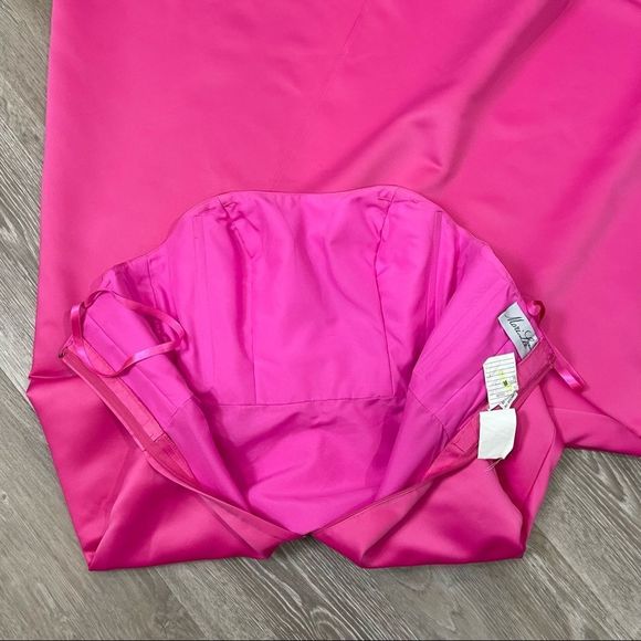 Mori Lee By Madeline Gardner Satin A-Line Prom Formal Bridesmaid Maxi Dress - Picture 7 of 11